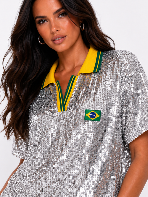 Blusa Paetê Copa Glam - Prata