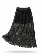 Saia Midi Renda Noir - Preto