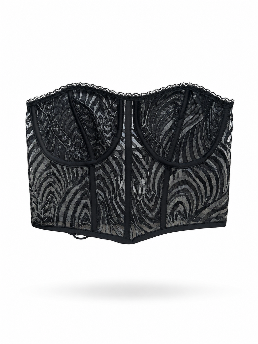 Cropped Corset Renda Transparente Black