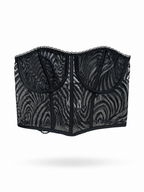 Cropped Corset Renda Transparente Black
