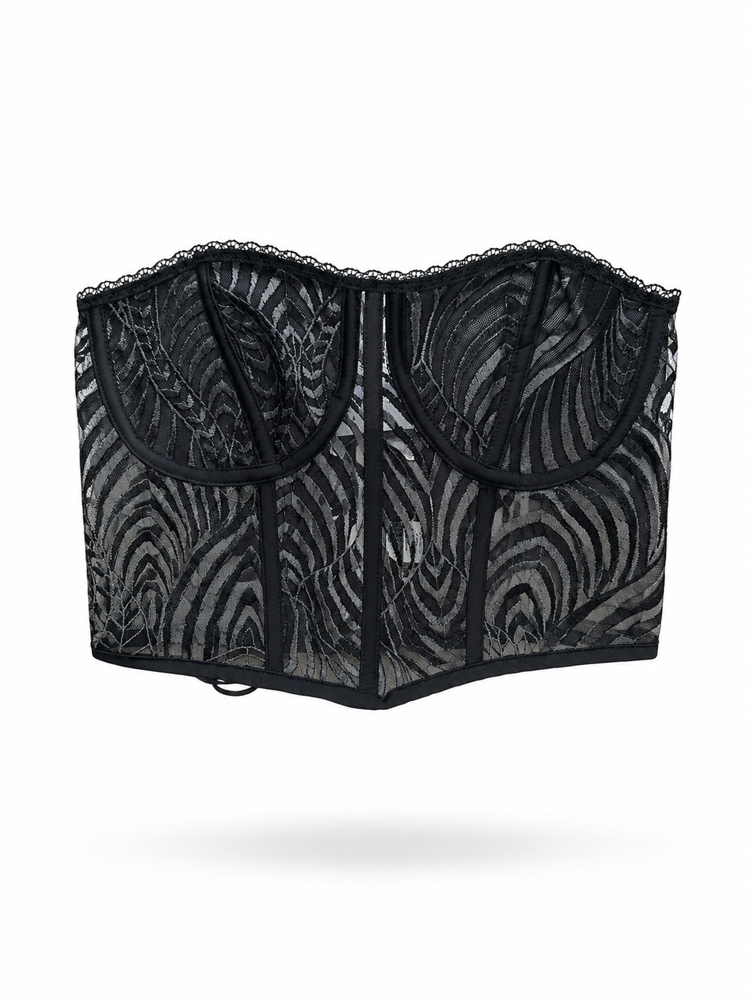 Cropped Corset Renda Transparente Black