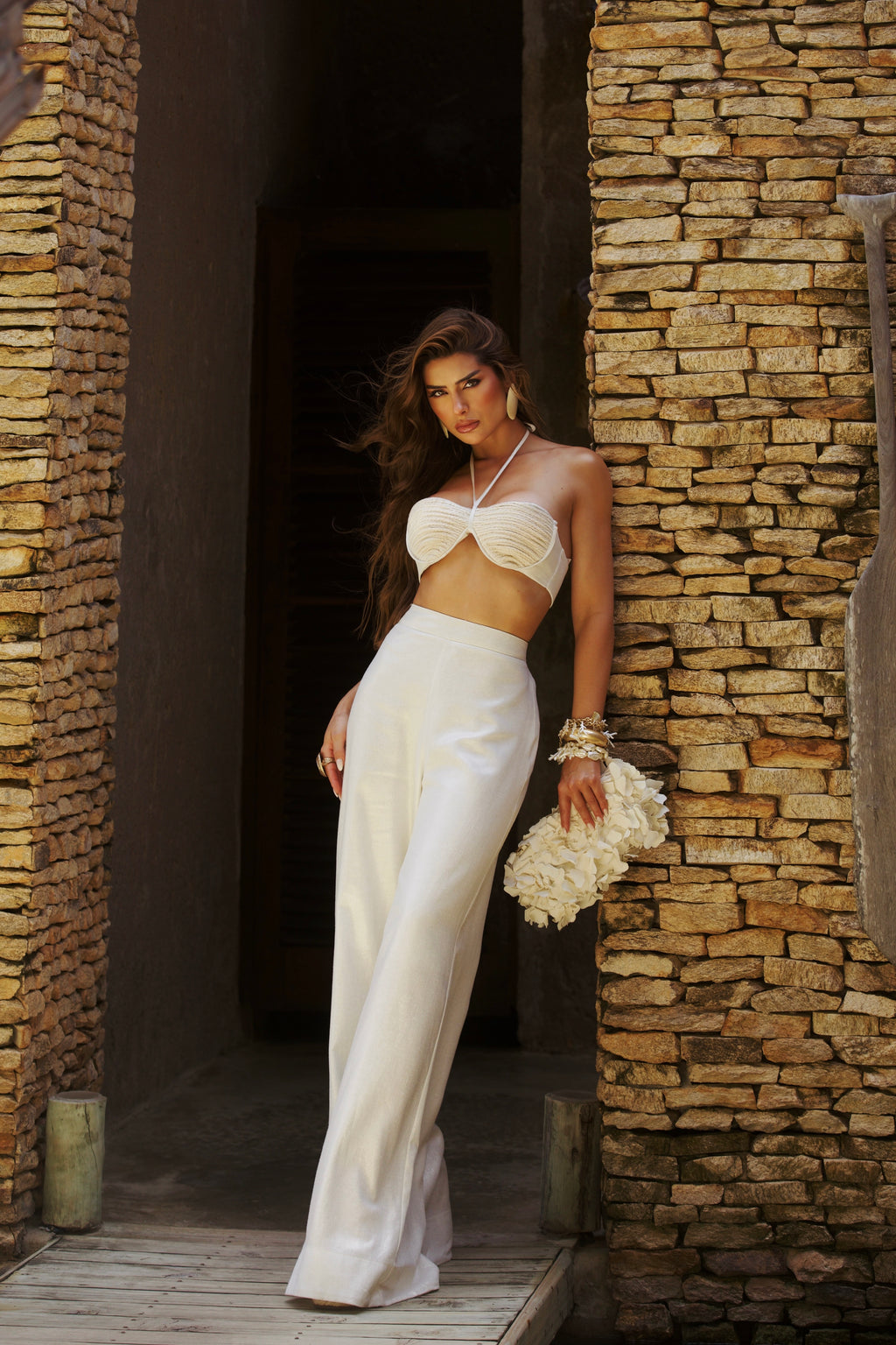 Conjunto Calça e Top Trança - Branco