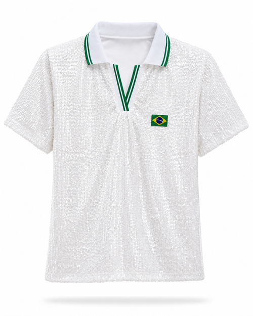 Blusa Paetê Copa Glam - Branco