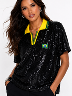 Blusa Paetê Copa Glam - Preto