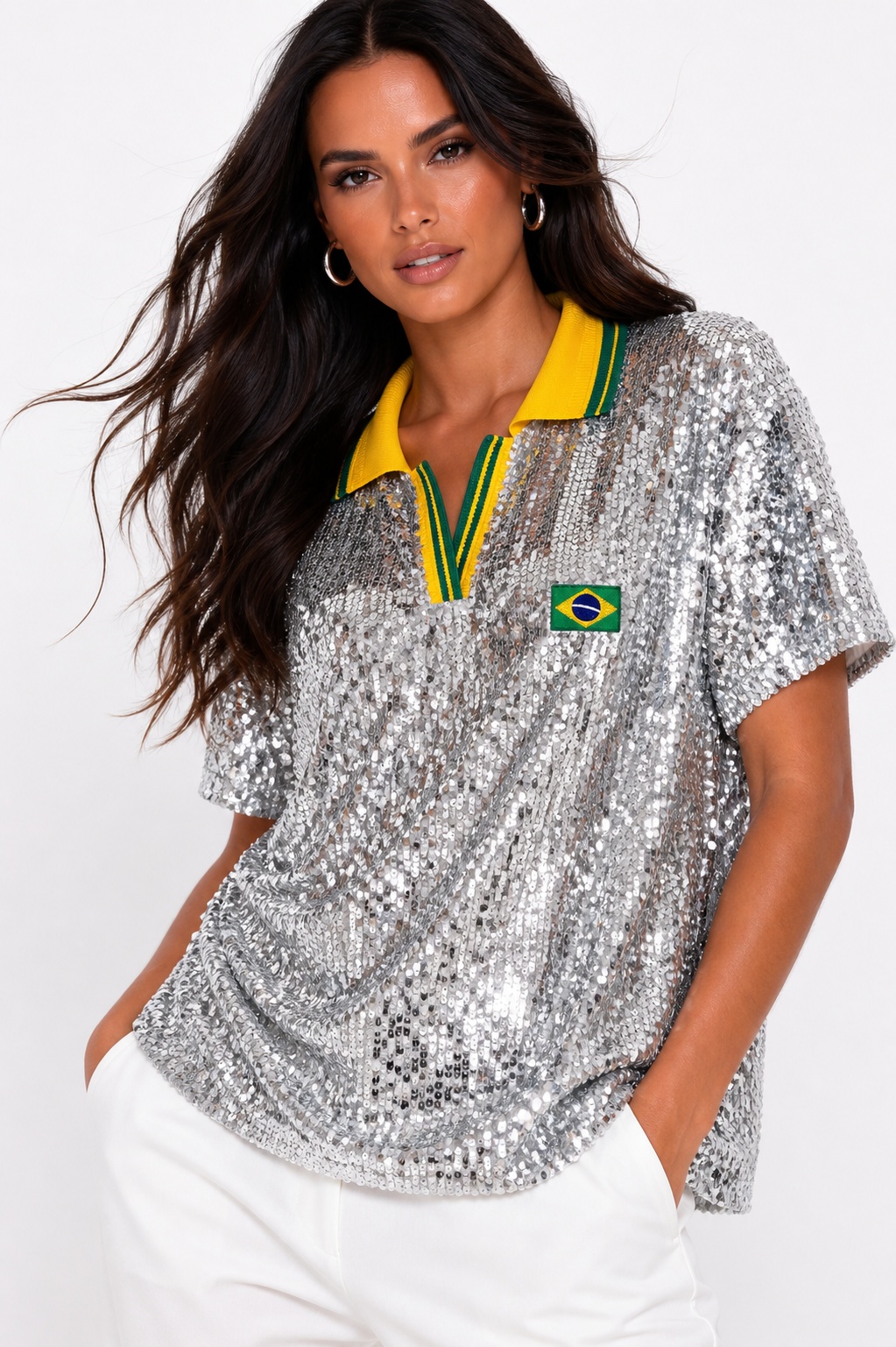 Blusa Paetê Copa Glam - Prata