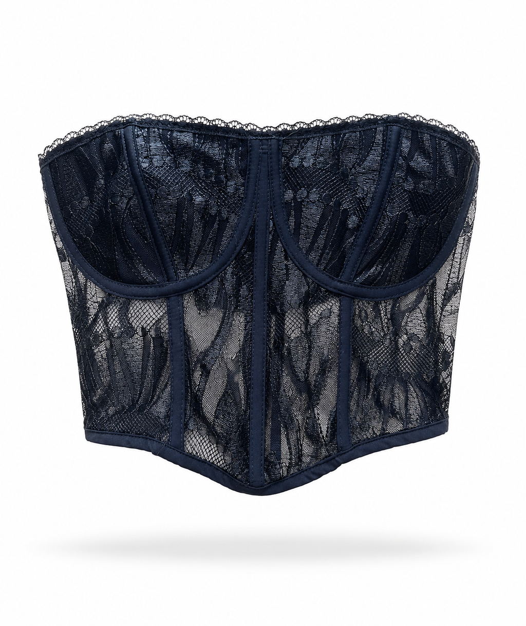 Cropped Corset Black Lace - Preto