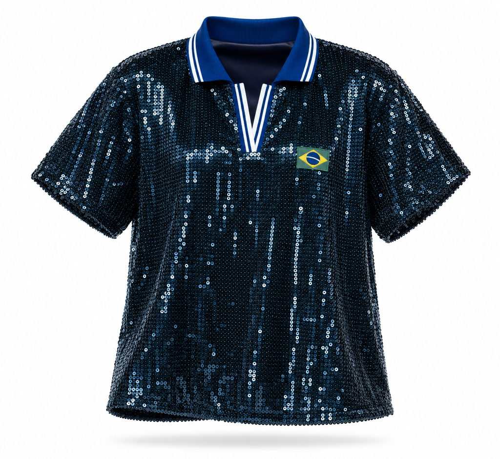 Blusa Paetê Copa Glam - Azul Escuro