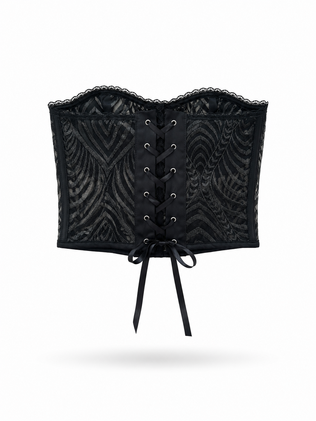 Cropped Corset Renda Transparente Black