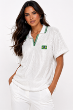Blusa Paetê Copa Glam - Branco
