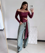 Blusa Off Glow - Bordô