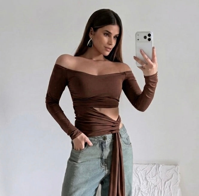 Blusa Off Glow - Marrom