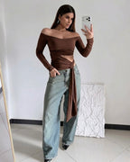 Blusa Off Glow - Marrom