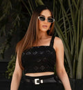 Cropped Black Shine – Paetê &amp; Renda Premium