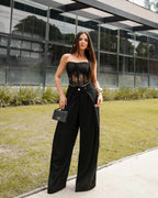 Calça Pantalona Black Linen - Preto