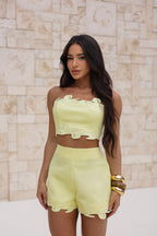 Conjunto Shorts e Top com Aplicações - Amarelo