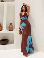 Vestido Decote Degagê - Marrom