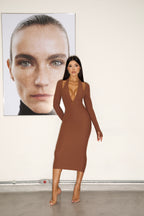 Vestido Midi Elegance - Marrom