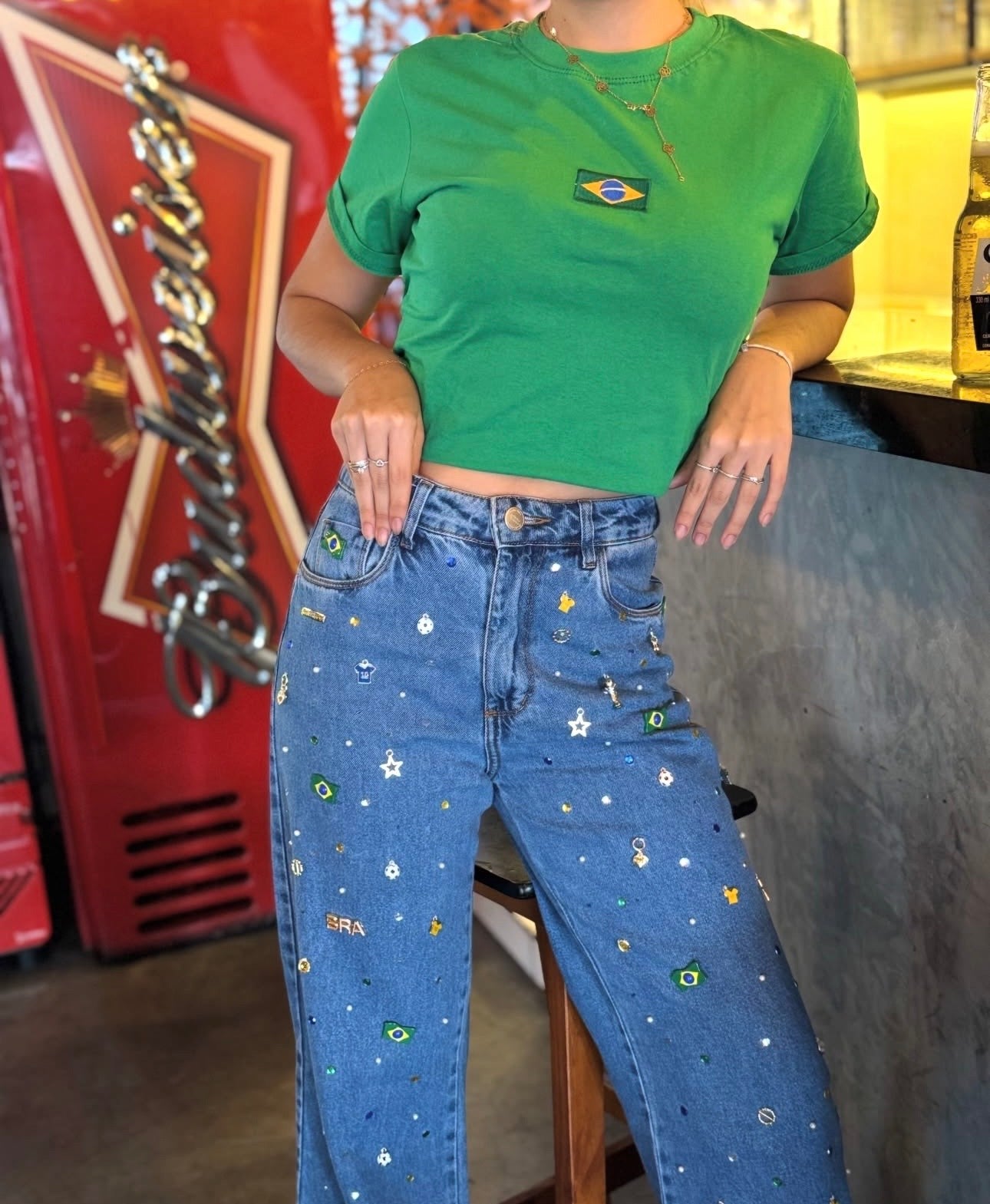 Calça Wide Leg Charms do Brasil