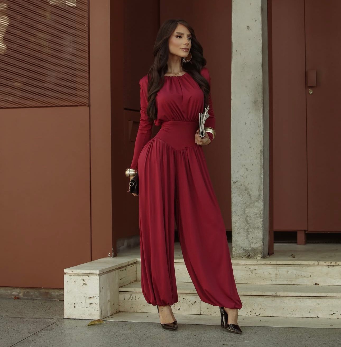 Macacão Elegance Flow - Vermelho