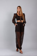 Conjunto Chiffon Allure - Preto e Listra em Marrom