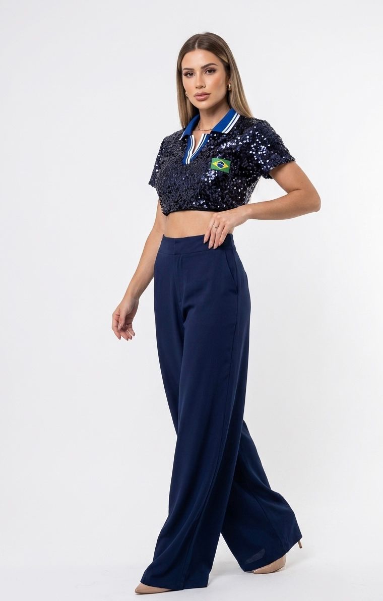 Blusa Brasil Seleção Glow - Azul Marinho
