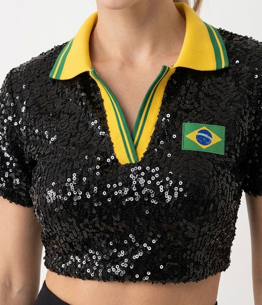 Blusa Brasil Seleção Glow - Preto