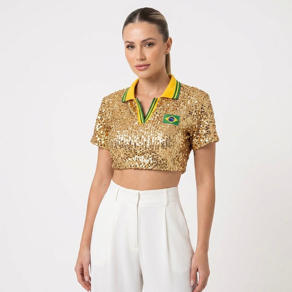 Blusa Brasil Seleção Glow - Dourado
