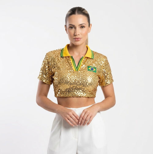 Blusa Brasil Seleção Glow - Dourado