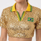 Blusa Brasil Seleção Glow - Dourado
