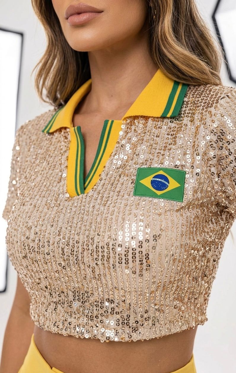 Blusa Brasil Seleção Glow - Champanhe