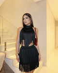 Conjunto Franja Western Crochet - Preto