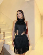 Conjunto Franja Western Crochet - Preto