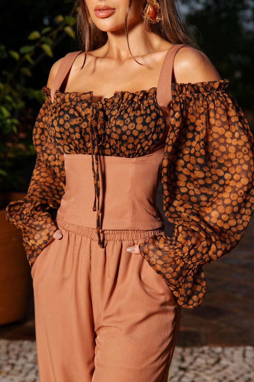 Conjunto Rustic Chic - Marrom com preto