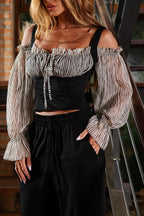 Conjunto Rustic Chic - Preto com off-white (listrado)