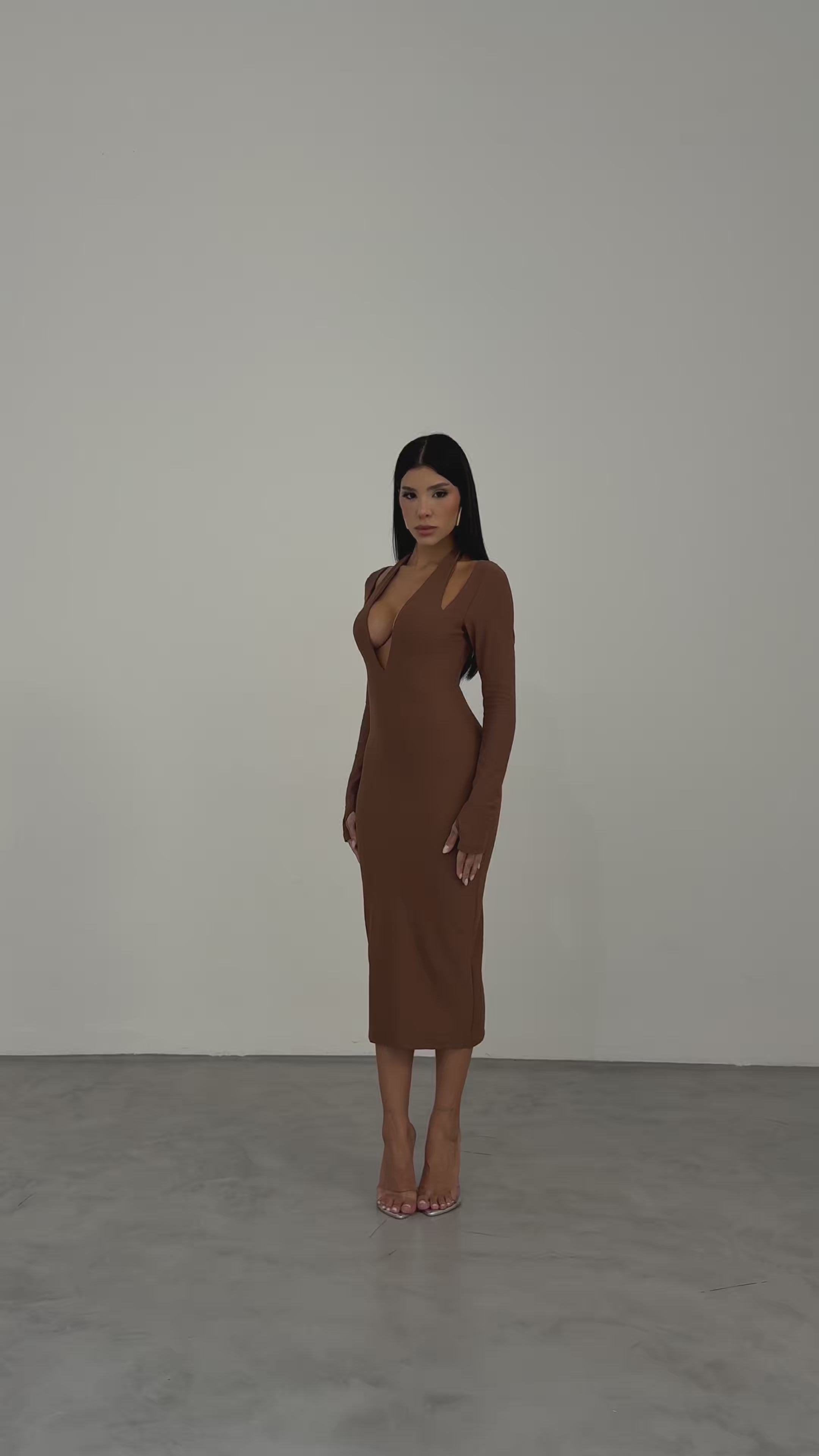 Vestido Midi Elegance - Marrom