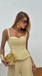 Conjunto Calça Aladin e Corset - Amarelo