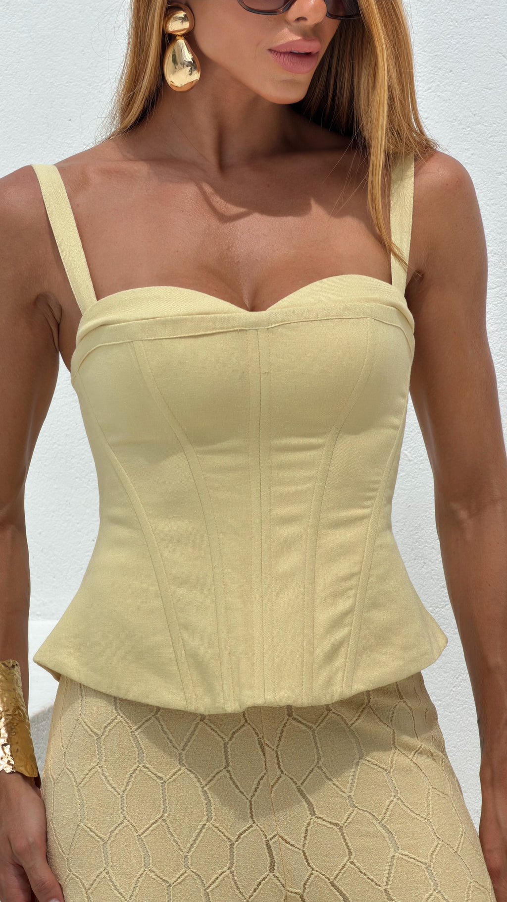 Conjunto Calça Aladin e Corset - Amarelo