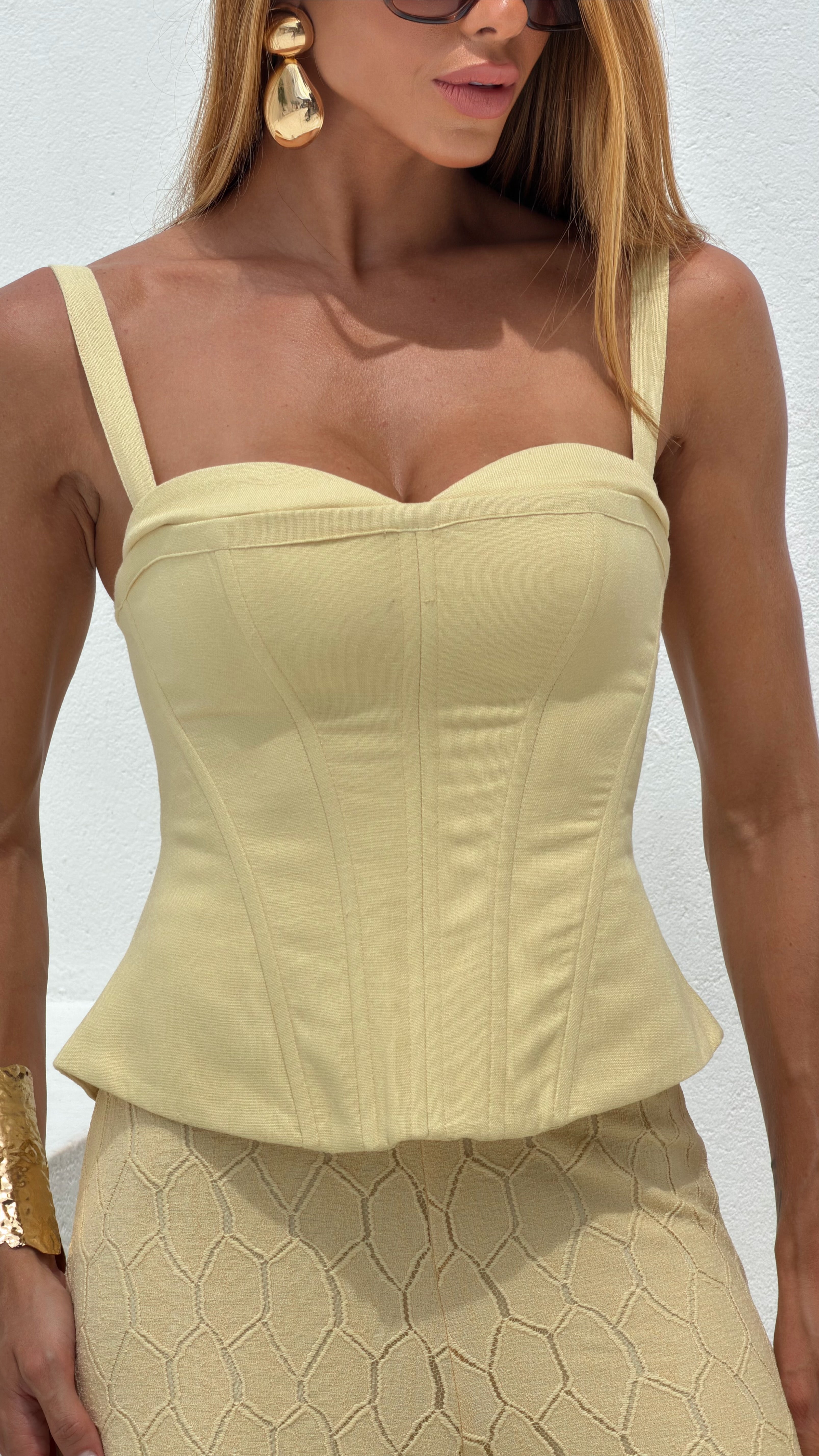 Conjunto Calça Aladin e Corset - Amarelo
